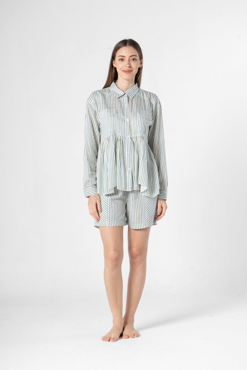 Cotton Strips Printed Co-ords Set with Shorts - SanskrutiHomes 