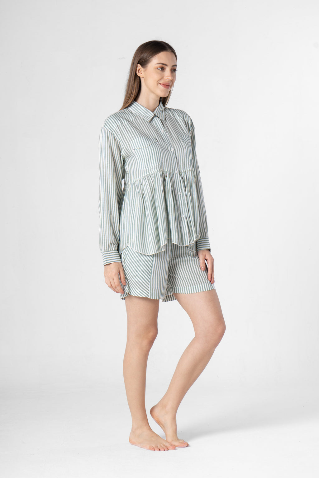 Cotton Strips Printed Co-ords Set with Shorts - SanskrutiHomes 