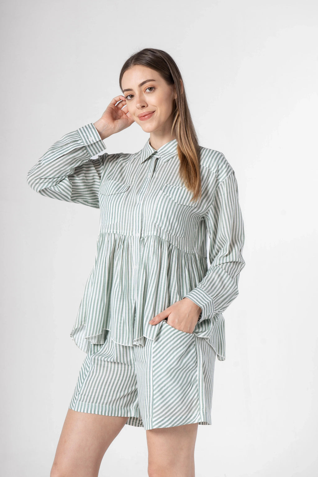 Cotton Strips Printed Co-ords Set with Shorts - SanskrutiHomes 