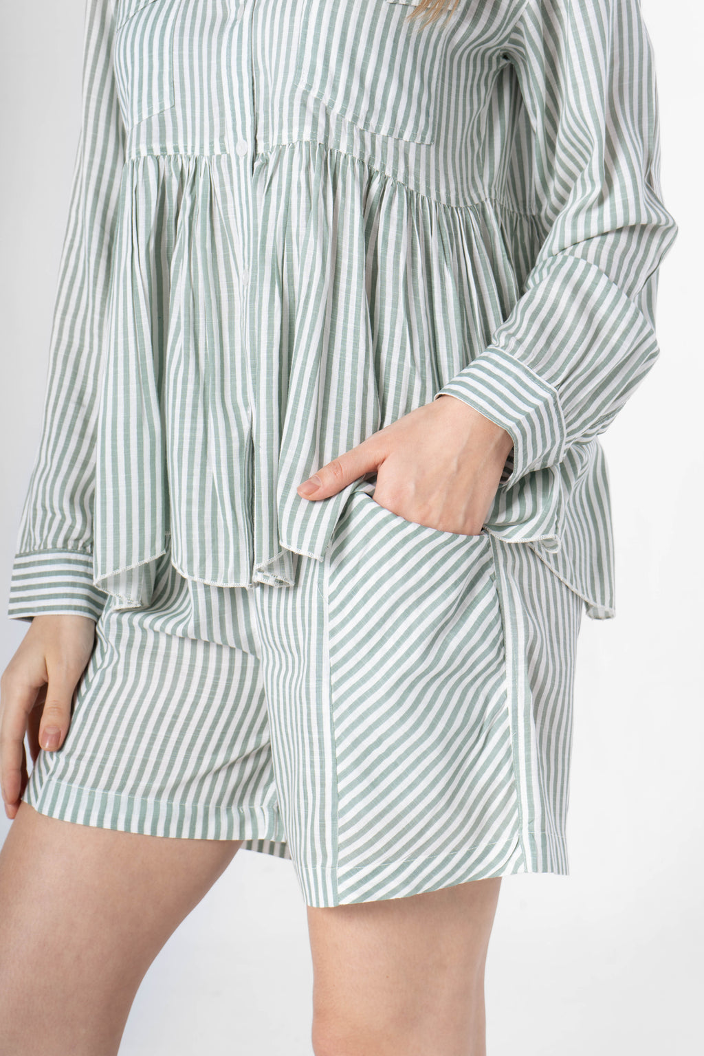 Cotton Strips Printed Co-ords Set with Shorts - SanskrutiHomes 