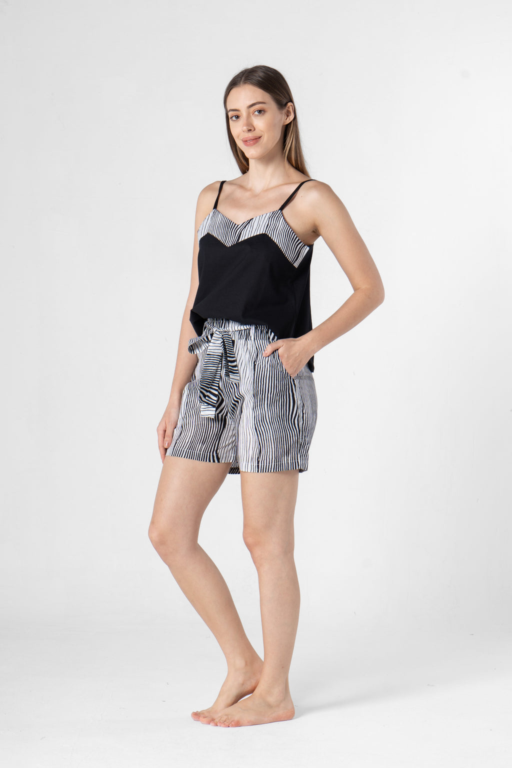 Strips Printed Top & Short Night Suit - SanskrutiHomes 