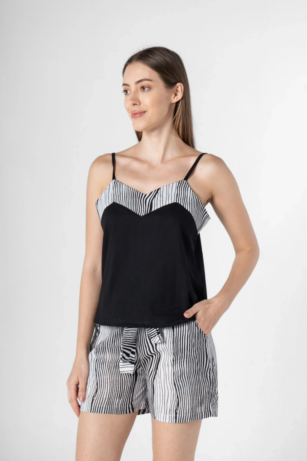 Strips Printed Top & Short Night Suit - SanskrutiHomes 