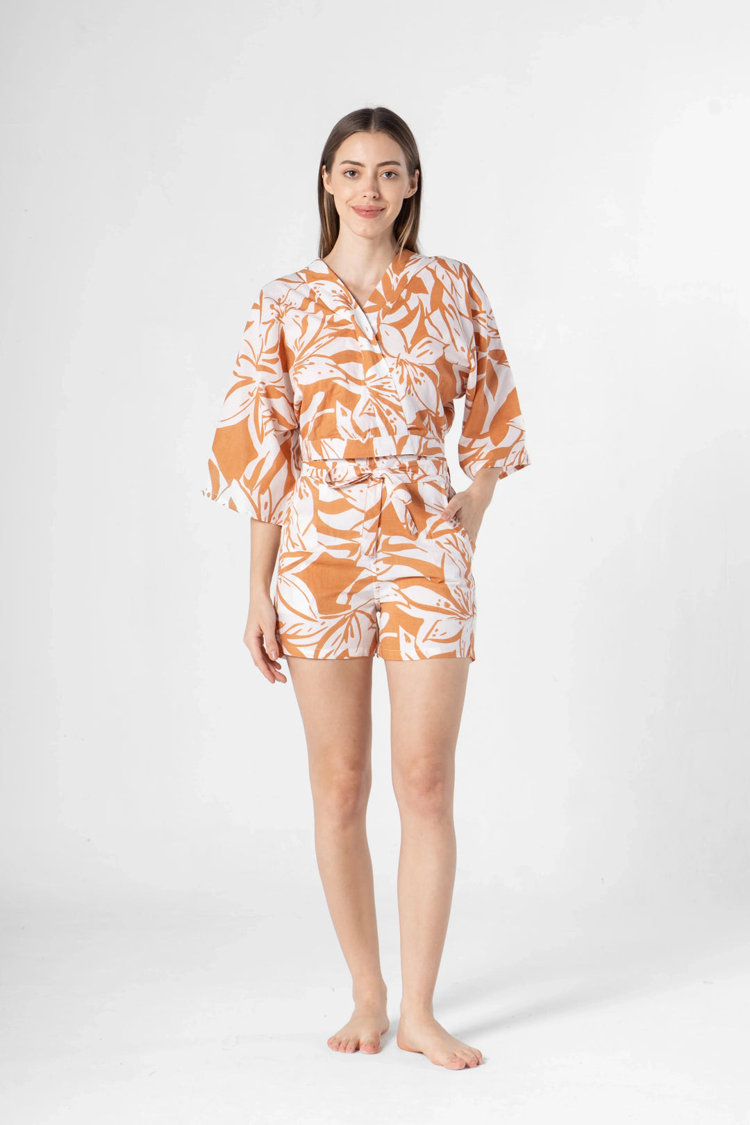 Floral Printed Co-ords Set with Shorts - SanskrutiHomes 