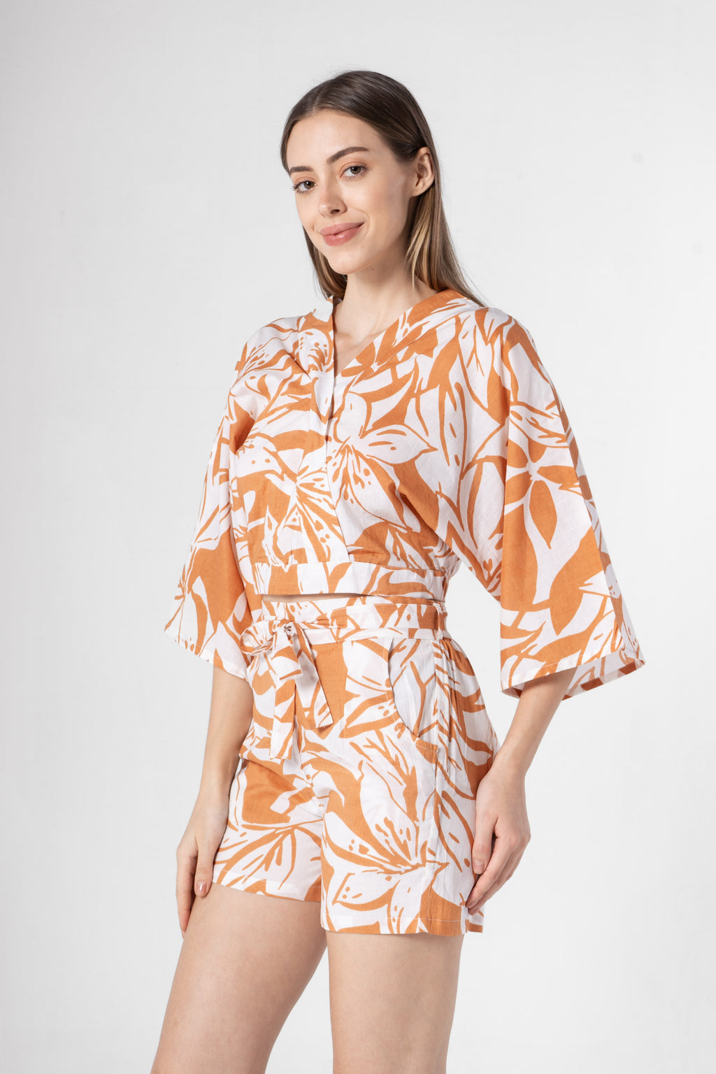 Floral Printed Co-ords Set with Shorts - SanskrutiHomes 