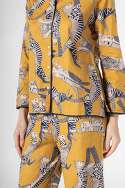 Yellow Animal Print Cotton Night Suit Set - SanskrutiHomes 