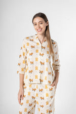 White Animal Print Night Suit for Women - SanskrutiHomes 