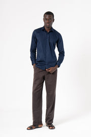 Navy Blue Solid Print Full Sleeve Shirt - SanskrutiHomes 