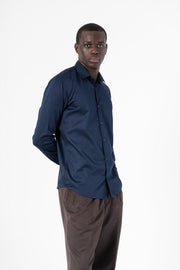 Navy Blue Solid Print Full Sleeve Shirt - SanskrutiHomes 