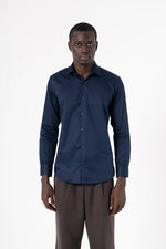 Navy Blue Solid Print Full Sleeve Shirt - SanskrutiHomes 