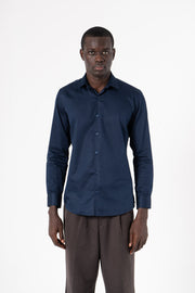 Navy Blue Solid Print Full Sleeve Shirt - SanskrutiHomes 