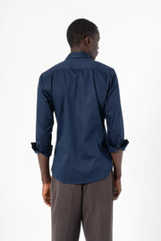 Navy Blue Solid Print Full Sleeve Shirt - SanskrutiHomes 
