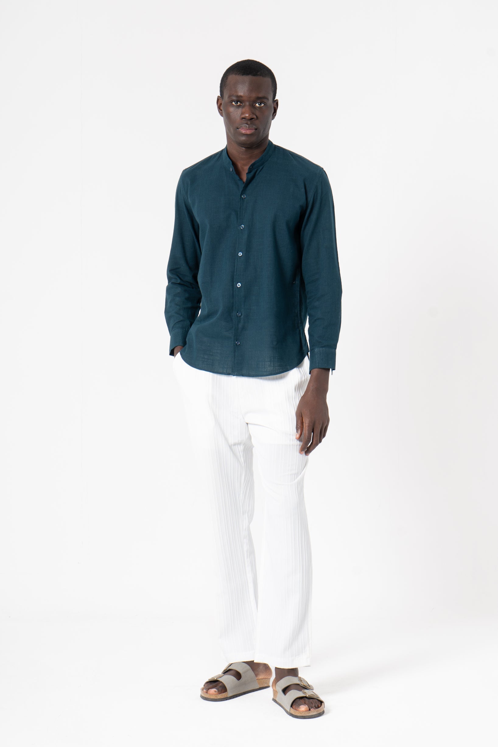 Blue Solid Print Full Sleeve Shirt - SanskrutiHomes 