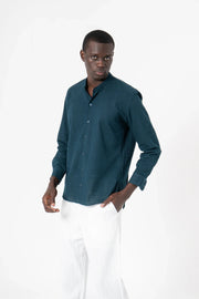 Blue Solid Print Full Sleeve Shirt - SanskrutiHomes 