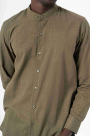 Grey Solid Print Full Sleeve Shirt - SanskrutiHomes 