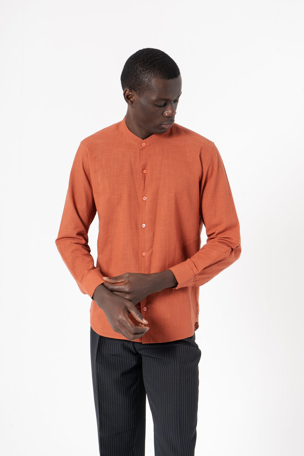 Orange Solid Print Full Sleeve Shirt - SanskrutiHomes 