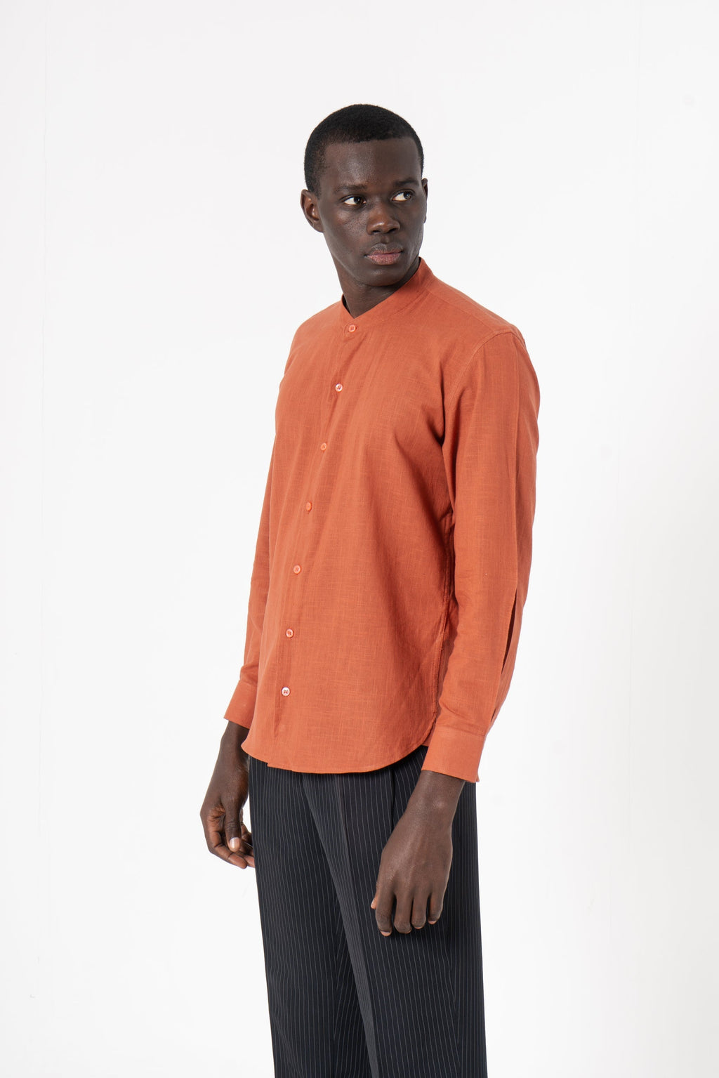 Orange Solid Print Full Sleeve Shirt - SanskrutiHomes 