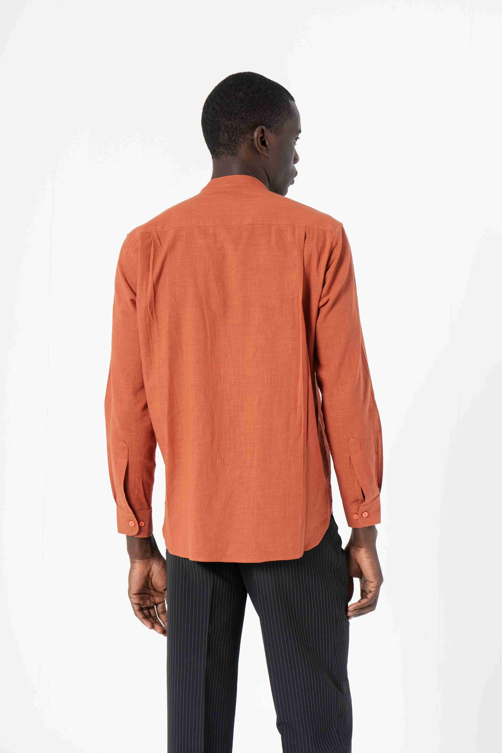 Orange Solid Print Full Sleeve Shirt - SanskrutiHomes 