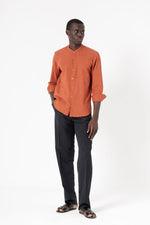 Orange Solid Print Full Sleeve Shirt - SanskrutiHomes 
