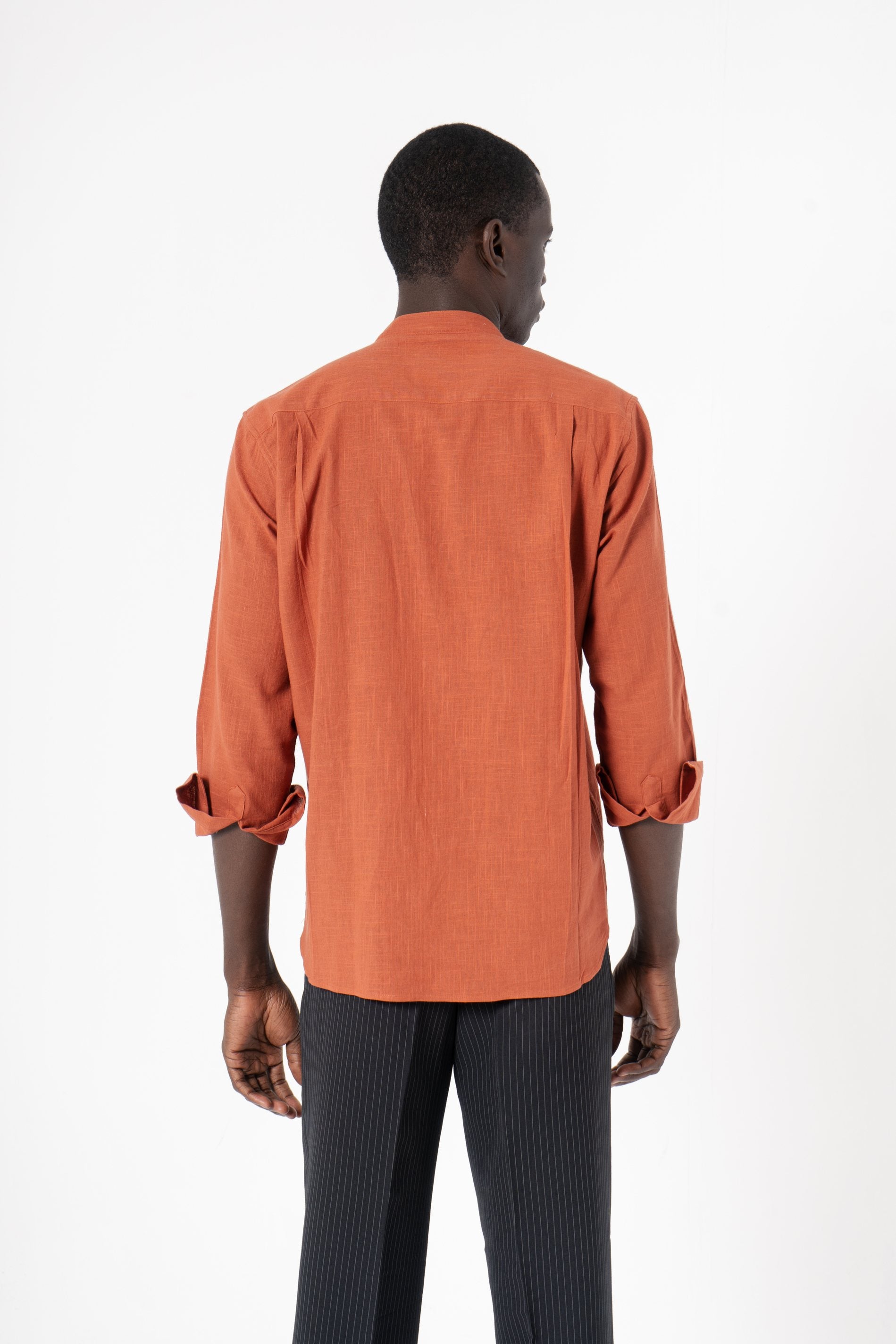Orange Solid Print Full Sleeve Shirt - SanskrutiHomes 