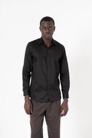 Black Solid Print Full Sleeve Shirt - SanskrutiHomes 
