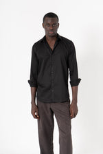 Black Solid Print Full Sleeve Shirt - SanskrutiHomes 