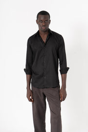 Black Solid Print Full Sleeve Shirt - SanskrutiHomes 