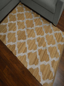 Hand-weaved Jute Rug with zari work - SanskrutiHomes 