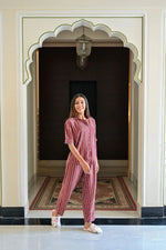 Maroon Rayon Crepe Printed Night Suit Set with Payjama - SanskrutiHomes 