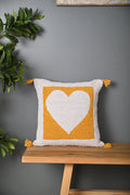 White Heart Design Truffted Cushion Cover - SanskrutiHomes 
