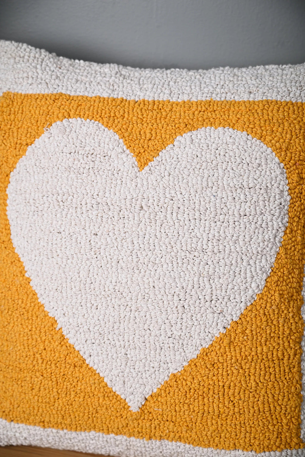 White Heart Design Truffted Cushion Cover - SanskrutiHomes 