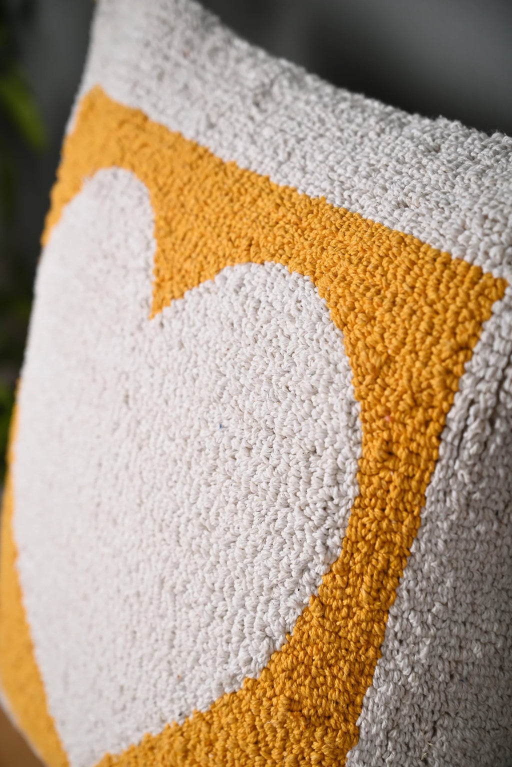 White Heart Design Truffted Cushion Cover - SanskrutiHomes 