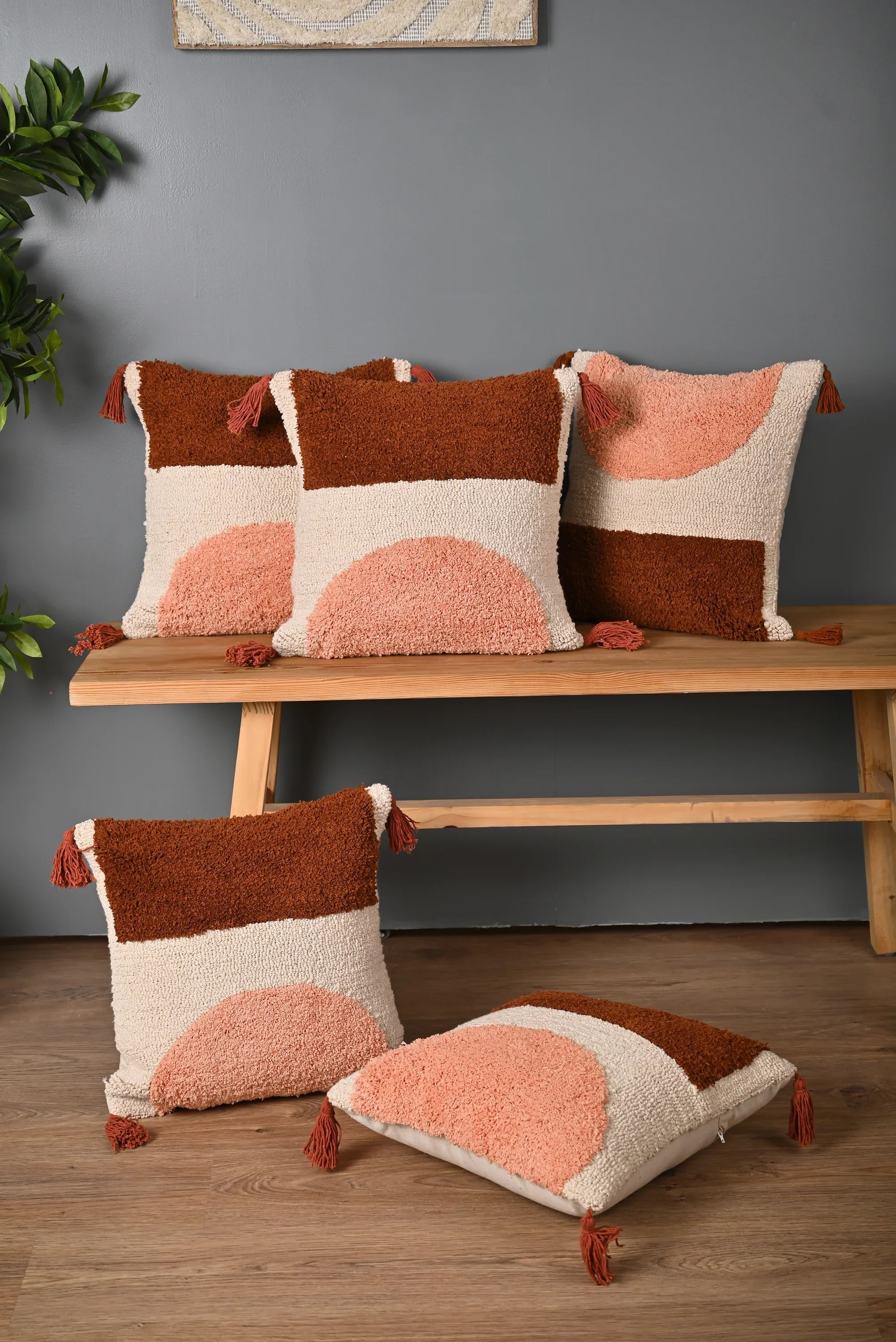 Multicolor Truffted Cotton Cushion Cover - SanskrutiHomes 
