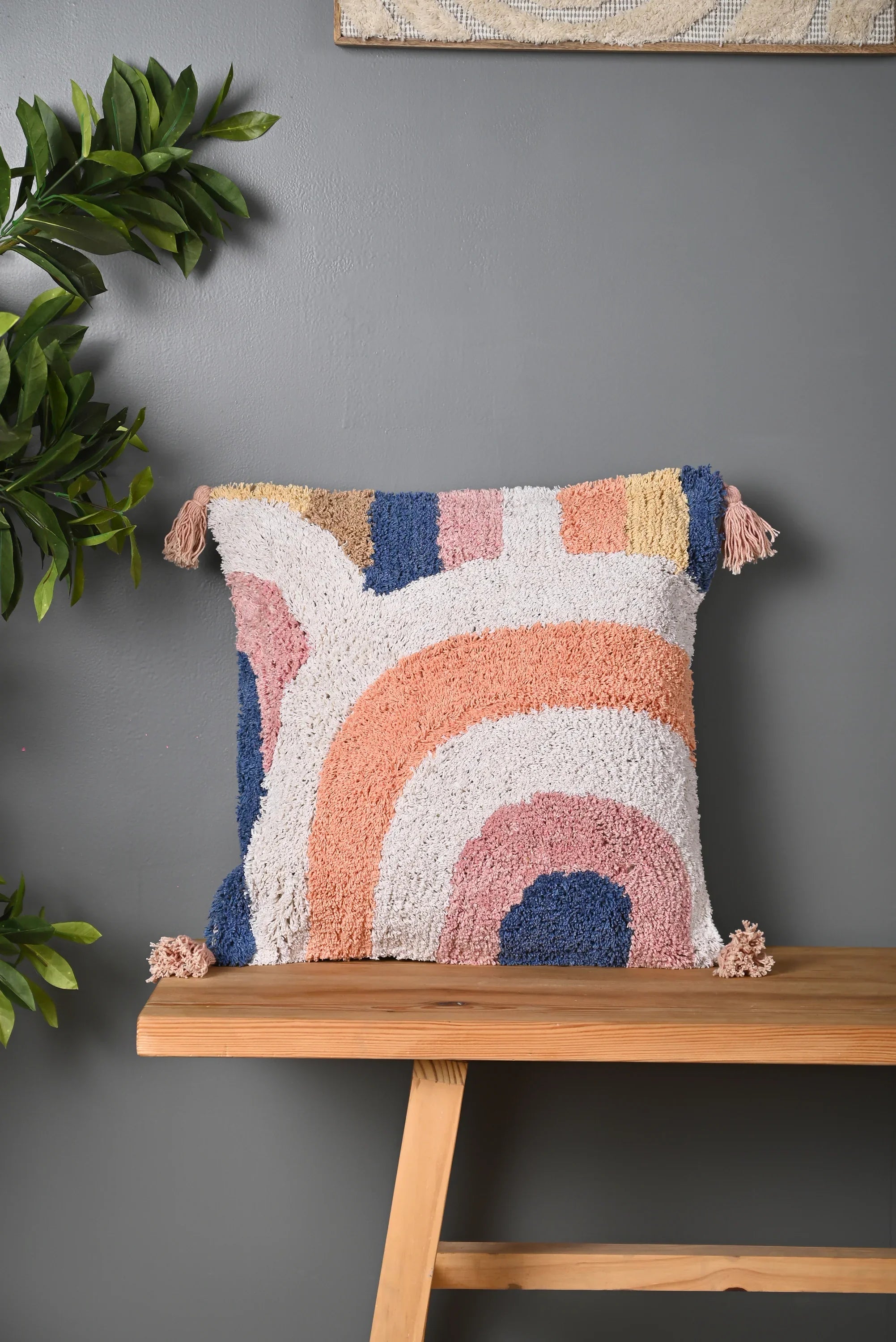 Multicolor Cotton Truffted Cushion Cover - SanskrutiHomes 