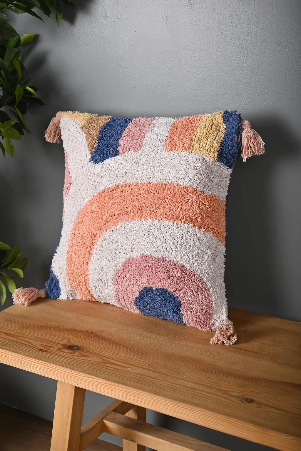 Multicolor Cotton Truffted Cushion Cover - SanskrutiHomes 