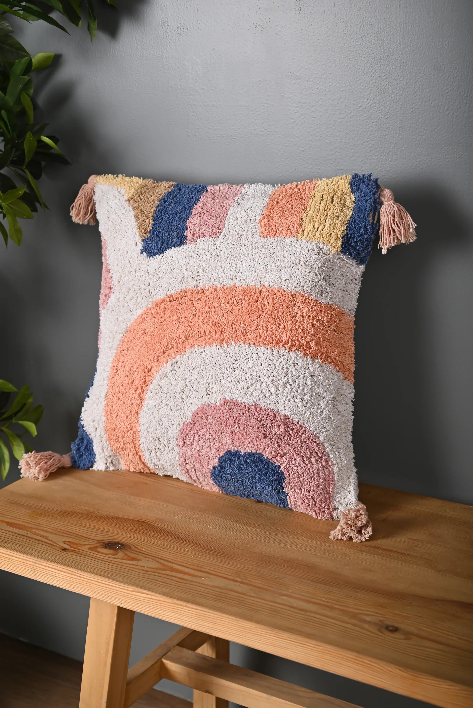 Multicolor Cotton Truffted Cushion Cover - SanskrutiHomes 
