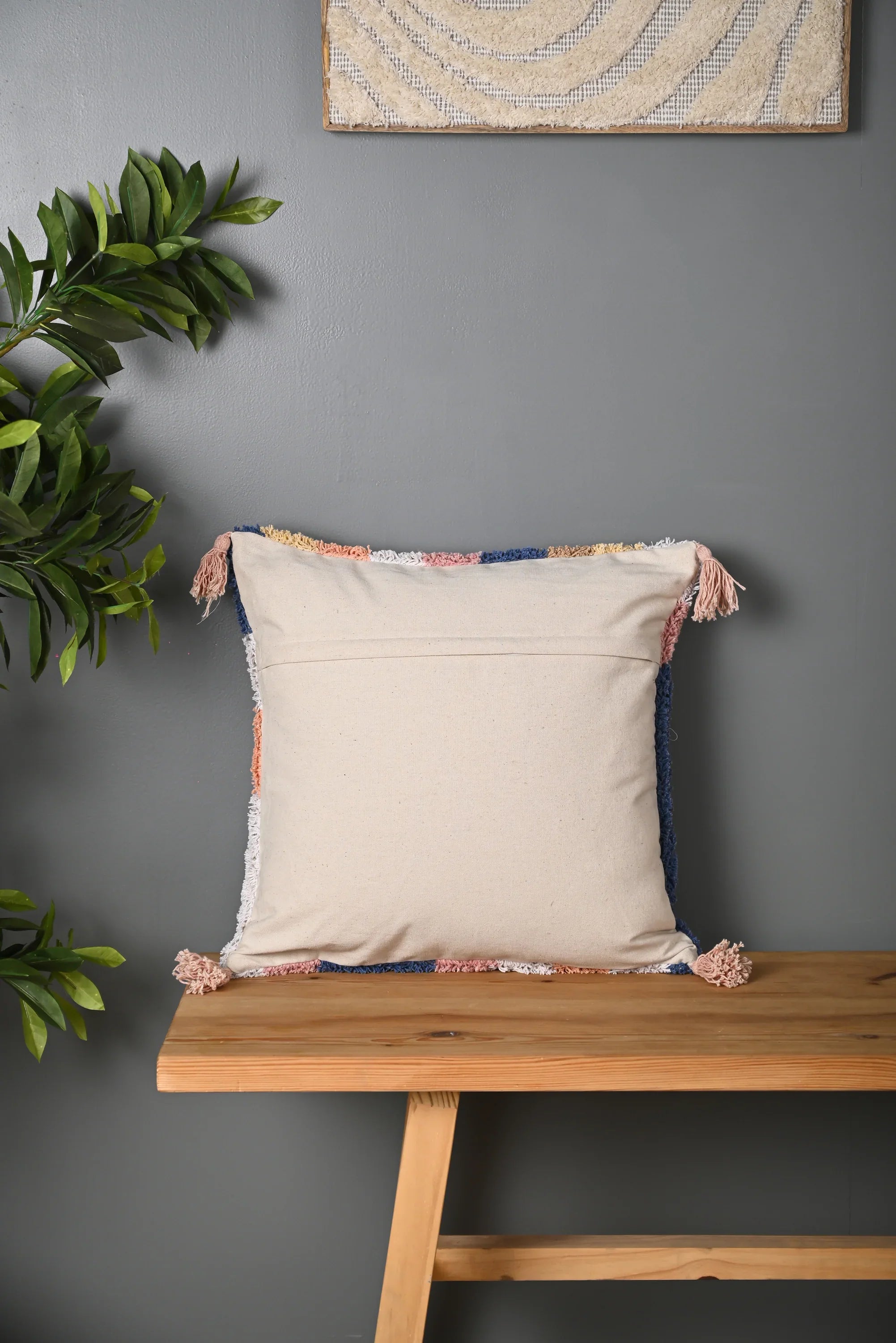 Multicolor Cotton Truffted Cushion Cover - SanskrutiHomes 