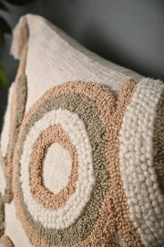 Beige Color Truffted Cotton Cushion Cover - SanskrutiHomes 