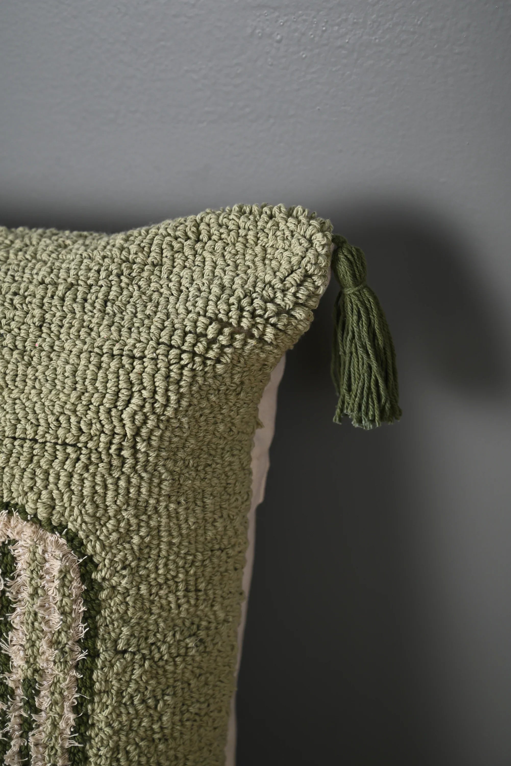 Green Truffted Cactus Design Cushion Cover - SanskrutiHomes 