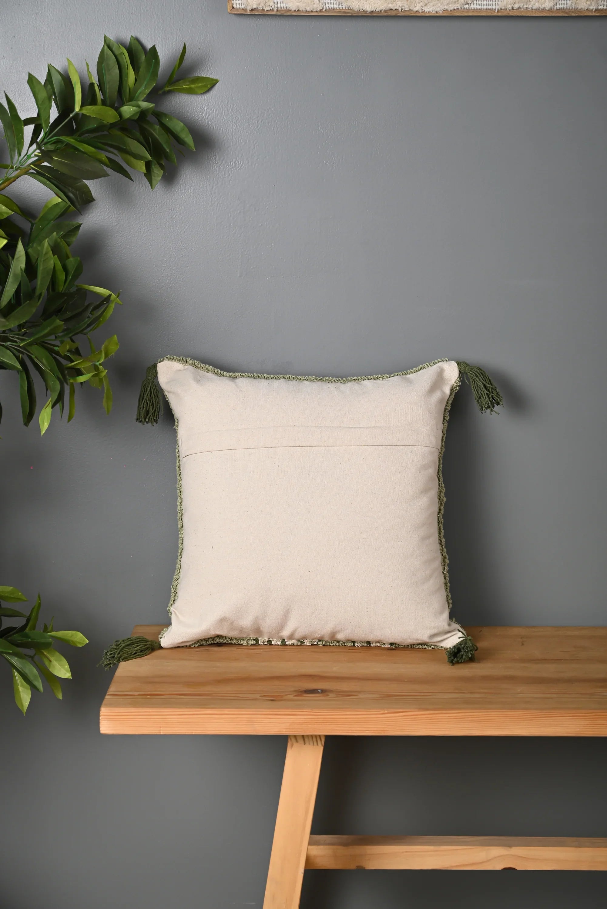 Green Truffted Cactus Design Cushion Cover - SanskrutiHomes 