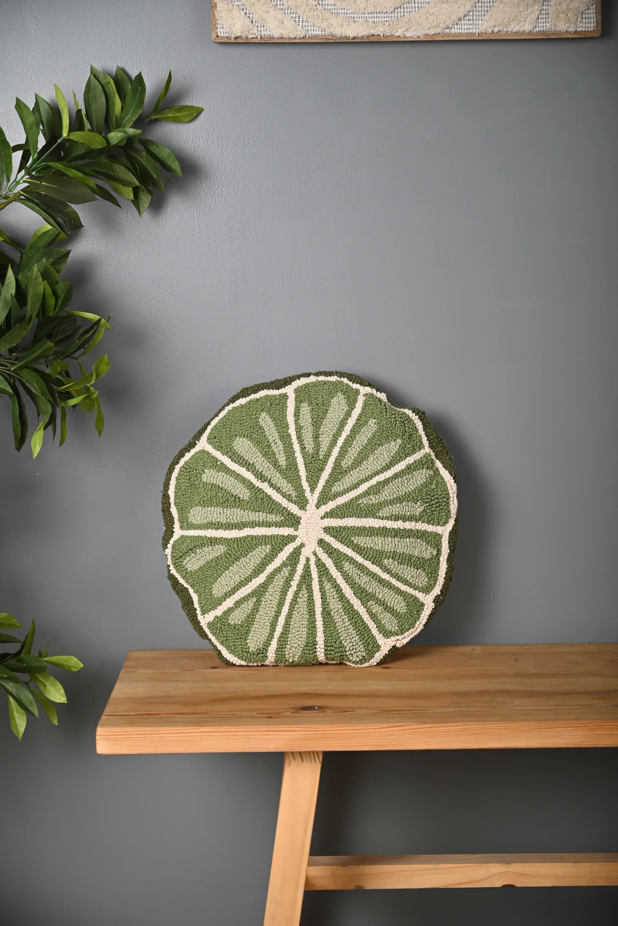 Green Round Shape Truffted Cotton Cushion Cover - SanskrutiHomes 