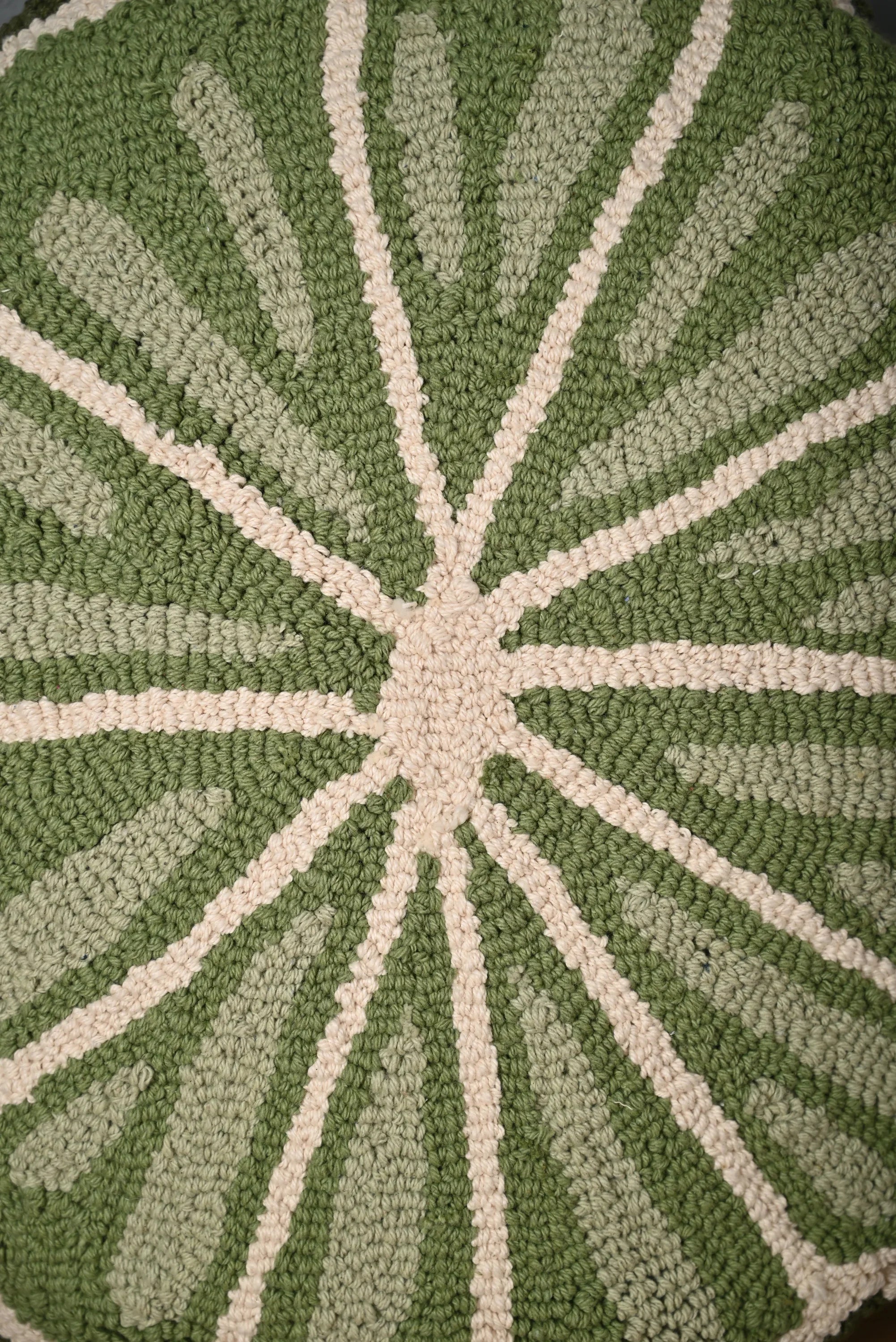 Green Round Shape Truffted Cotton Cushion Cover - SanskrutiHomes 