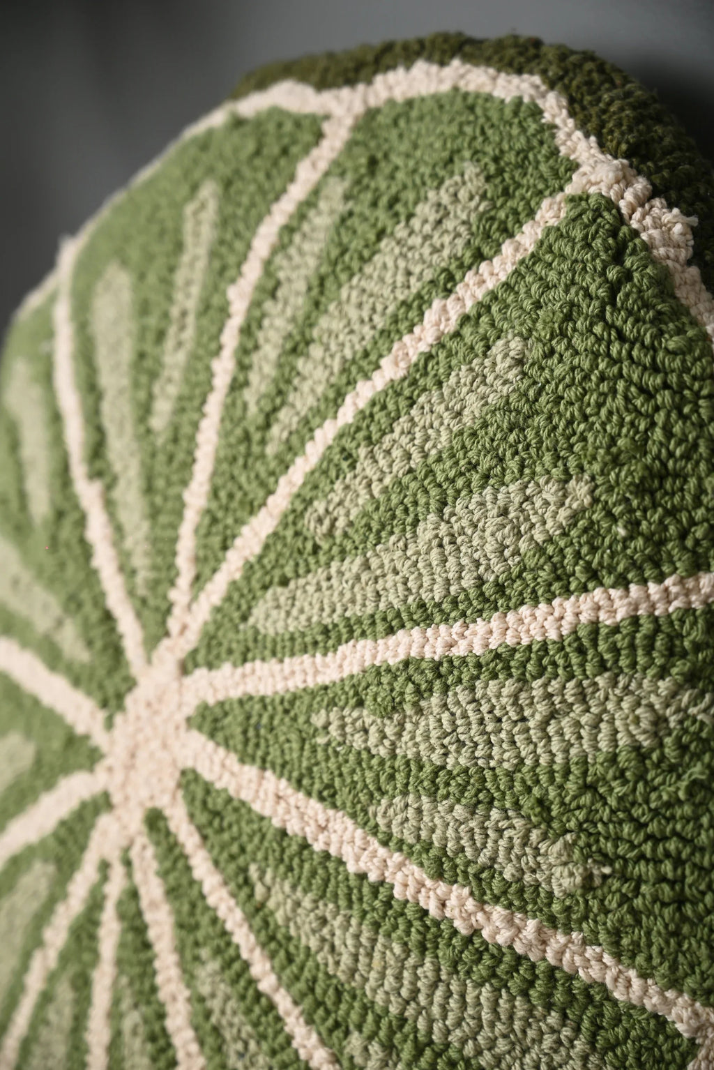 Green Round Shape Truffted Cotton Cushion Cover - SanskrutiHomes 