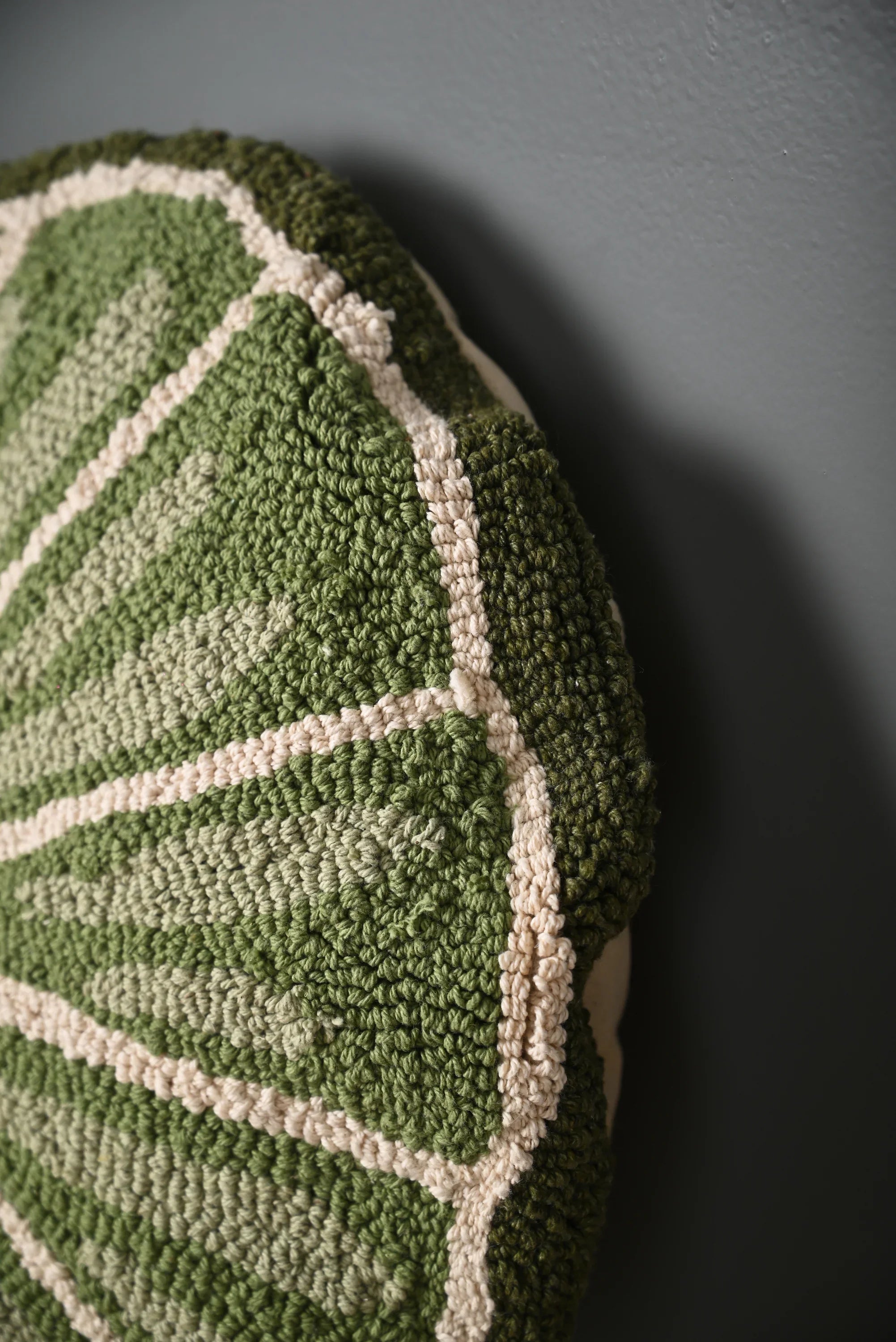 Green Round Shape Truffted Cotton Cushion Cover - SanskrutiHomes 