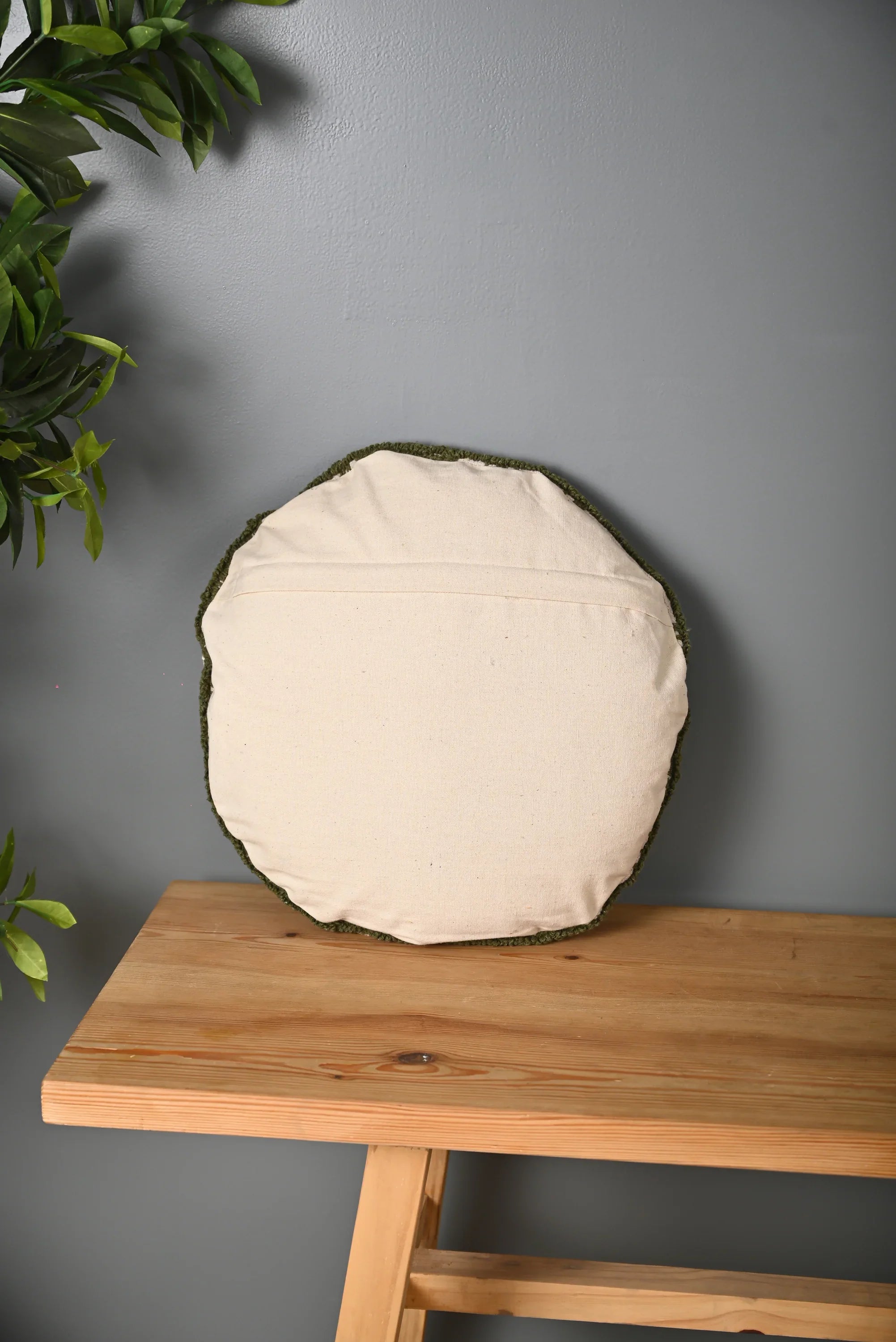 Green Round Shape Truffted Cotton Cushion Cover - SanskrutiHomes 