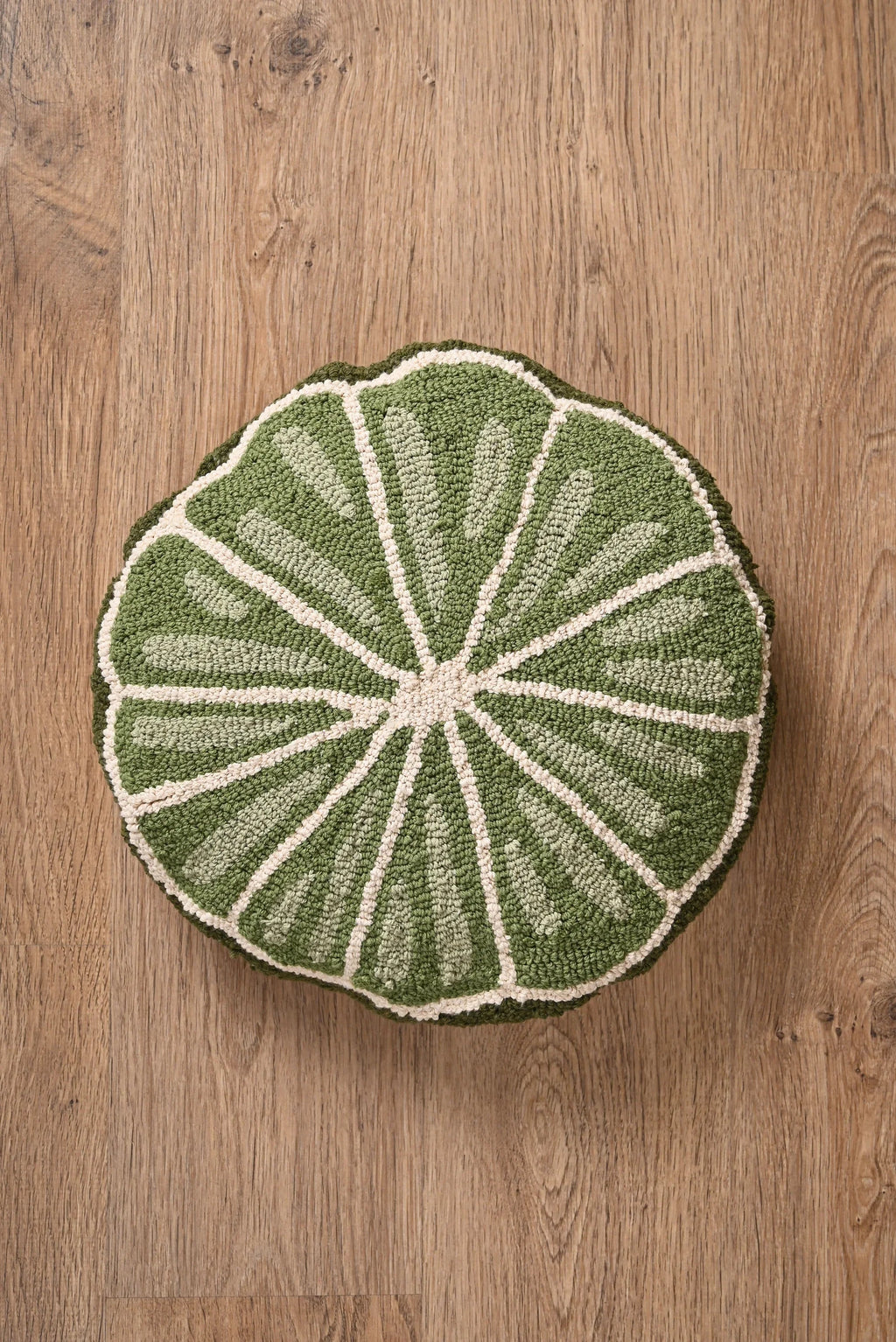 Green Round Shape Truffted Cotton Cushion Cover - SanskrutiHomes 