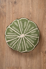 Green Round Shape Truffted Cotton Cushion Cover - SanskrutiHomes 