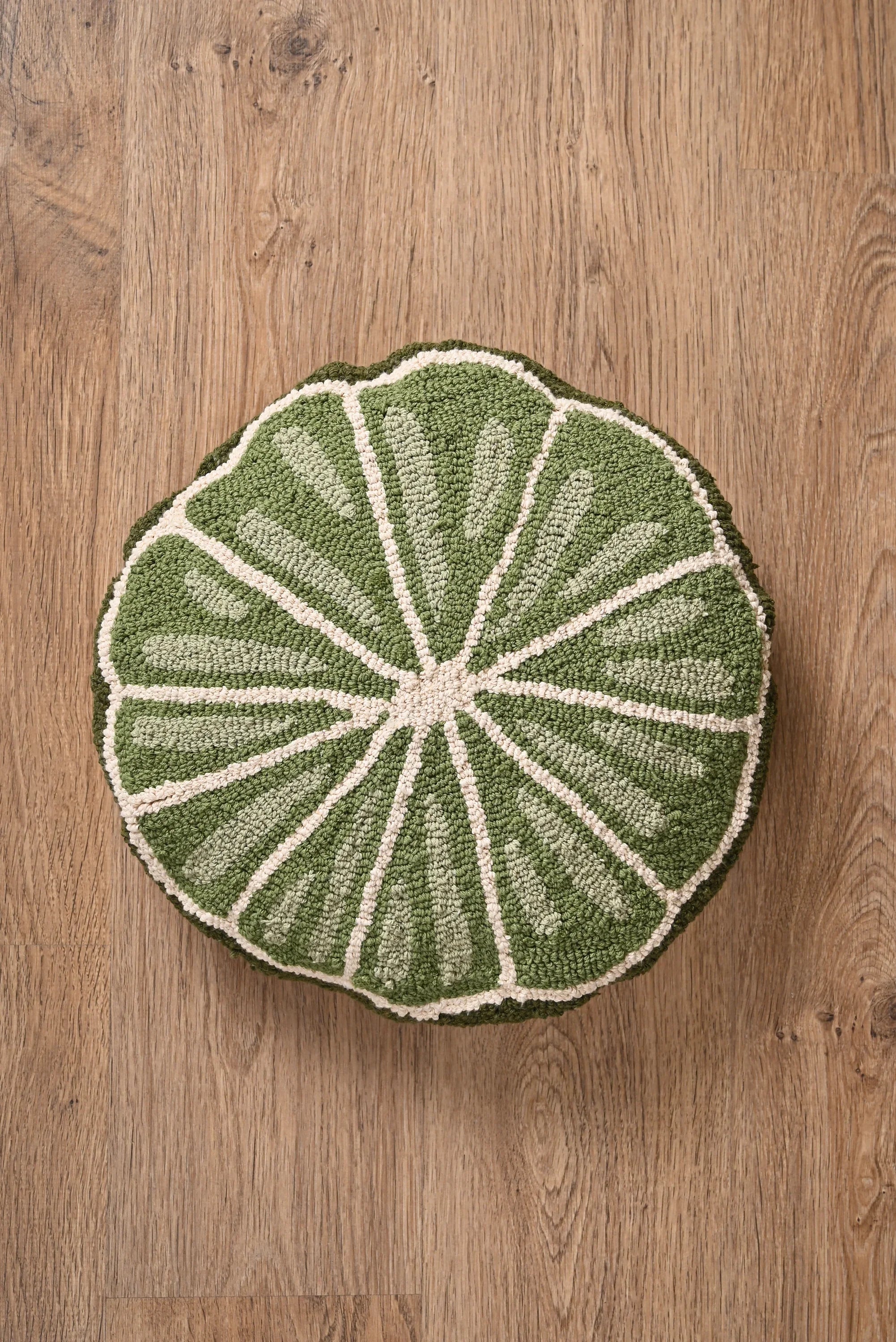 Green Round Shape Truffted Cotton Cushion Cover - SanskrutiHomes 
