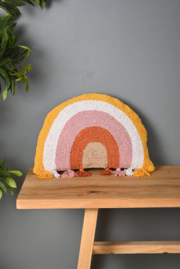 Half Round Shape Multicolor Truffted Cushion Cover - SanskrutiHomes 