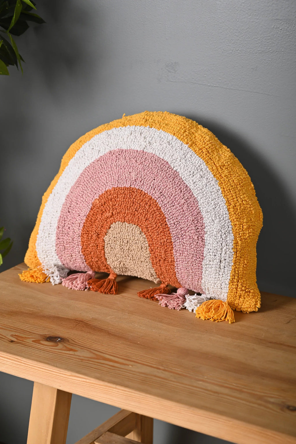 Half Round Shape Multicolor Truffted Cushion Cover - SanskrutiHomes 