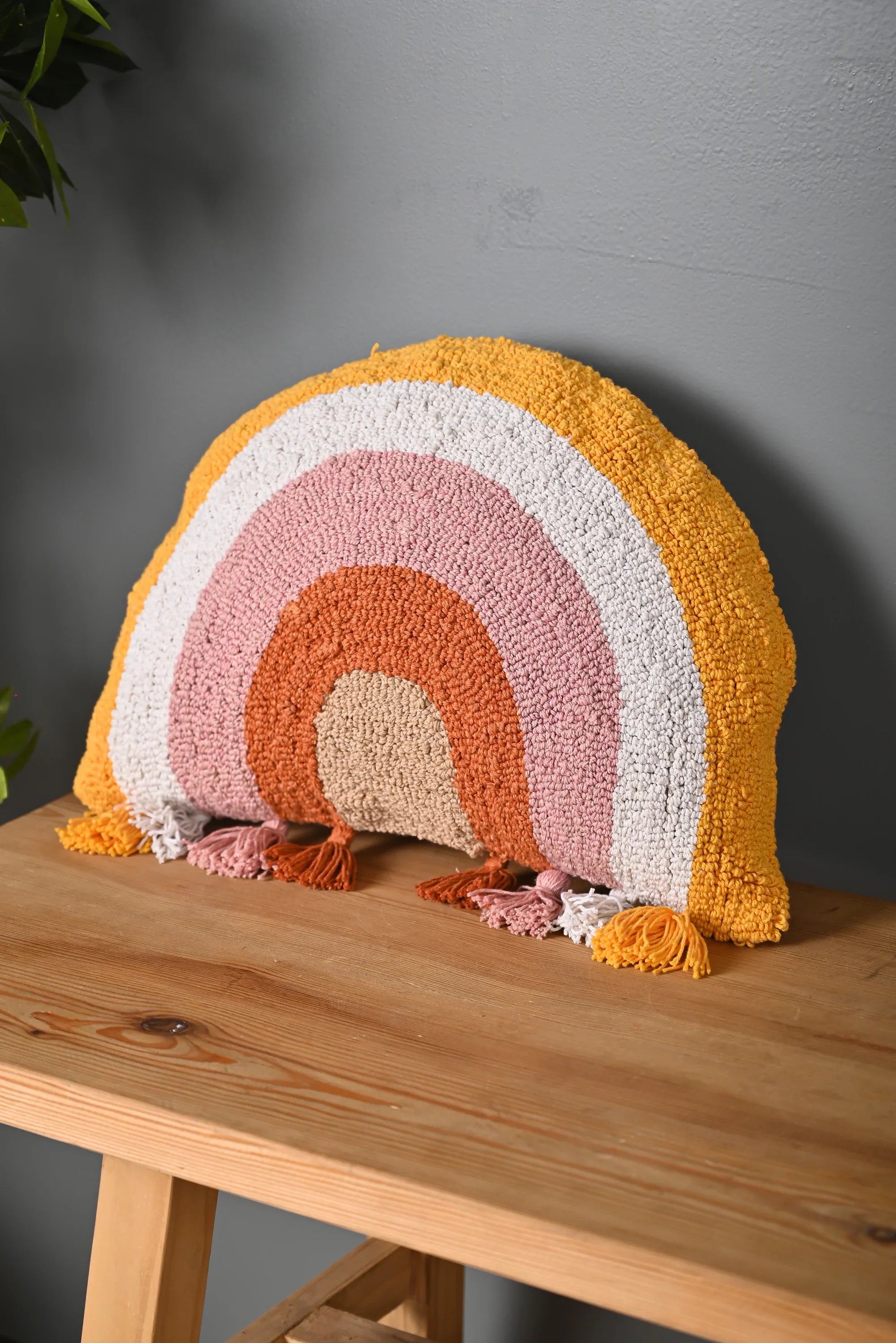 Half Round Shape Multicolor Truffted Cushion Cover - SanskrutiHomes 